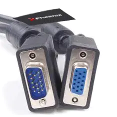 Phoenix Technologies - Cable Prolongador, Alargador Vga, Macho Hembra 15 Metros, Negro